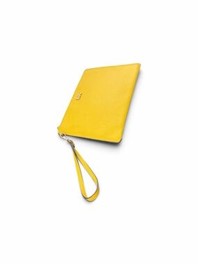 Michael Kors Yellow Pebbled Leather Tablet Sleeve Wristlet